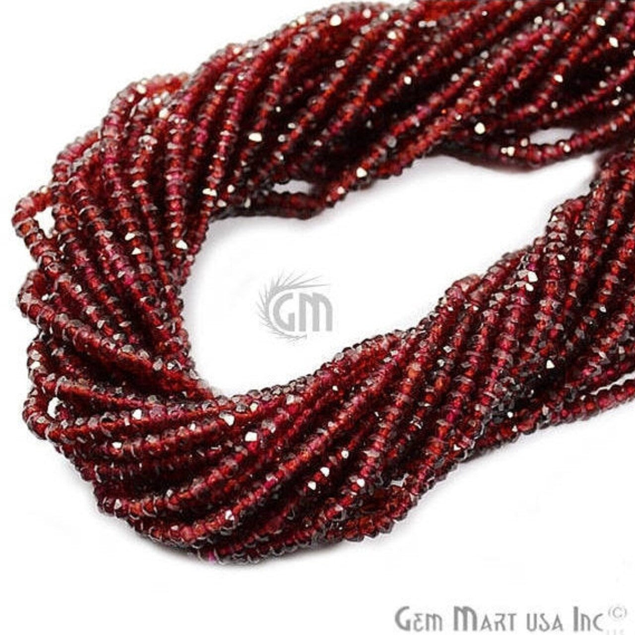 Rondelle Beads, 12.5 Inch Bead Strands, Natural Strung Gemstone, 3-4mm, Faceted, GemMartUSA (70002)